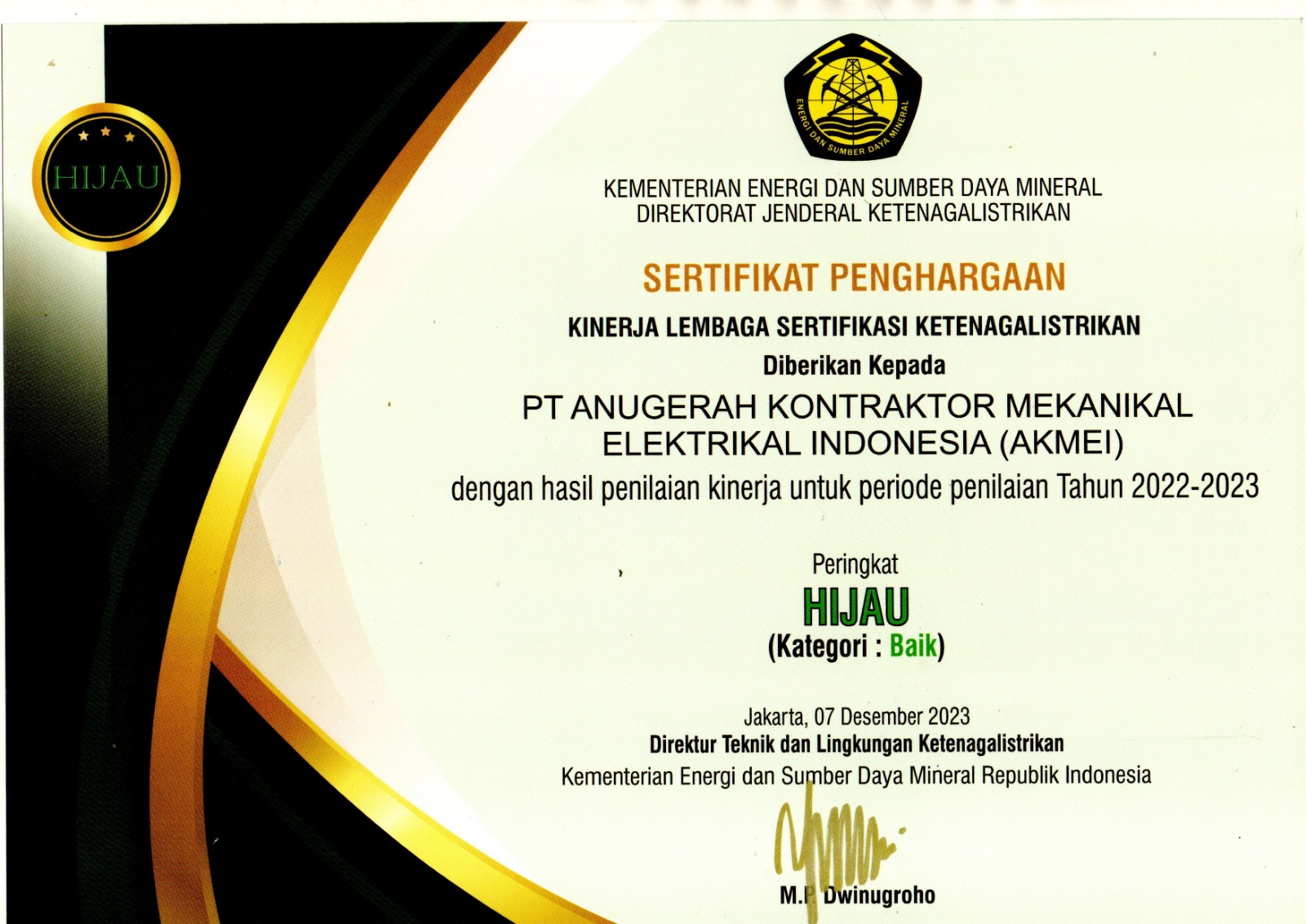 Piagam Penghargaan Tahun 2023