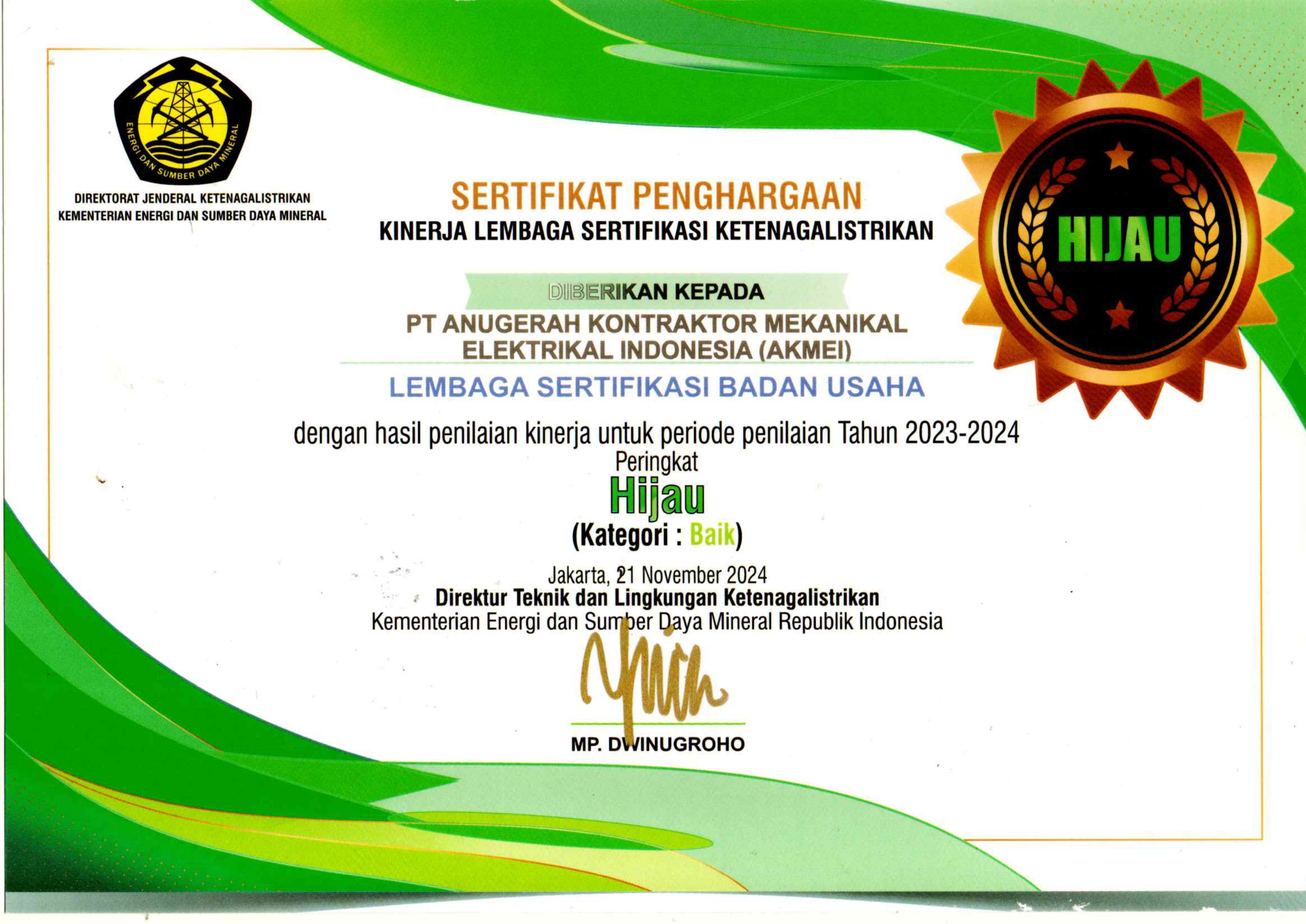 Piagam Penghargaan Tahun 2024